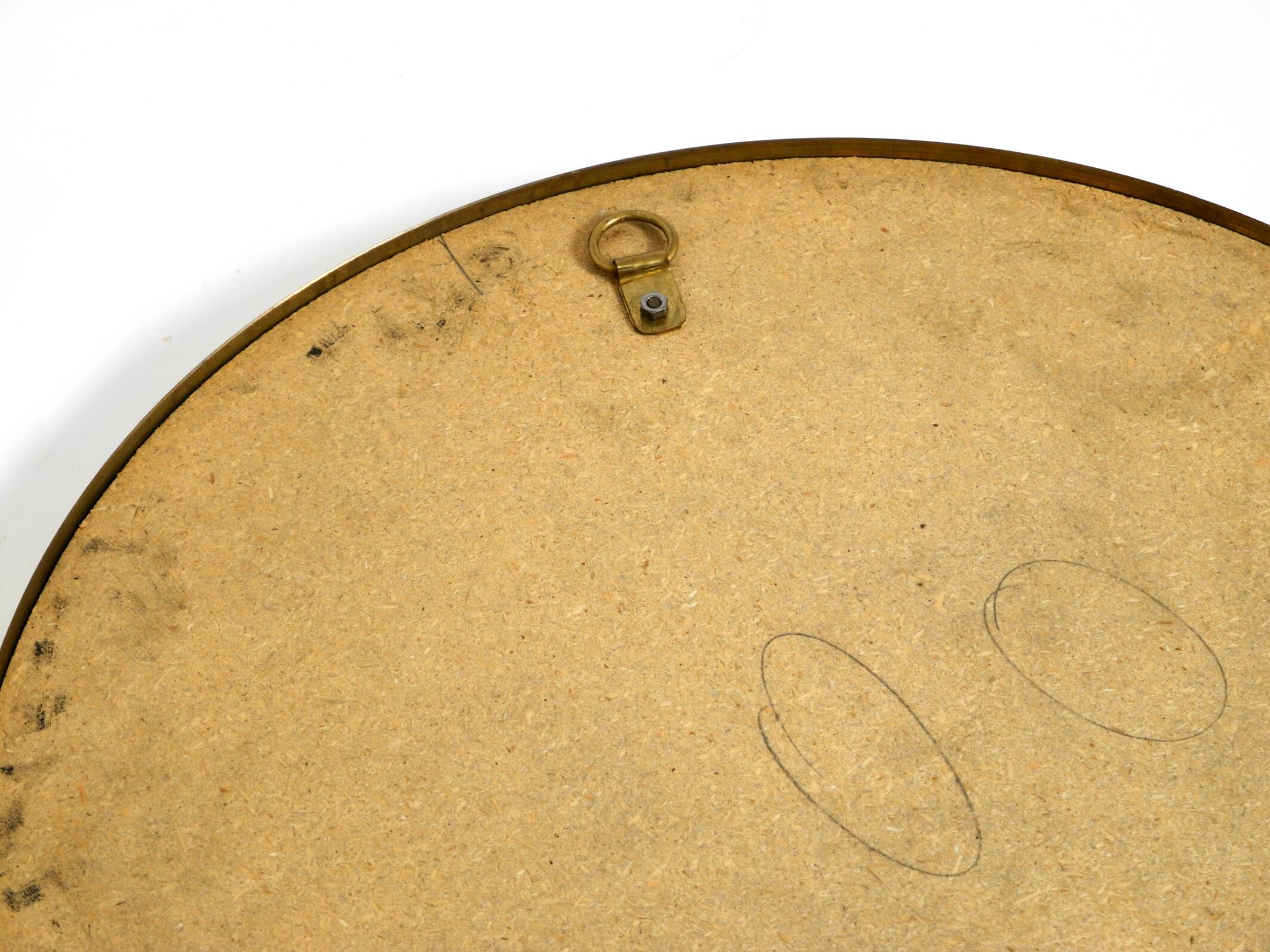 Beautiful, heavy, round Italian brass mirror from the 1960s