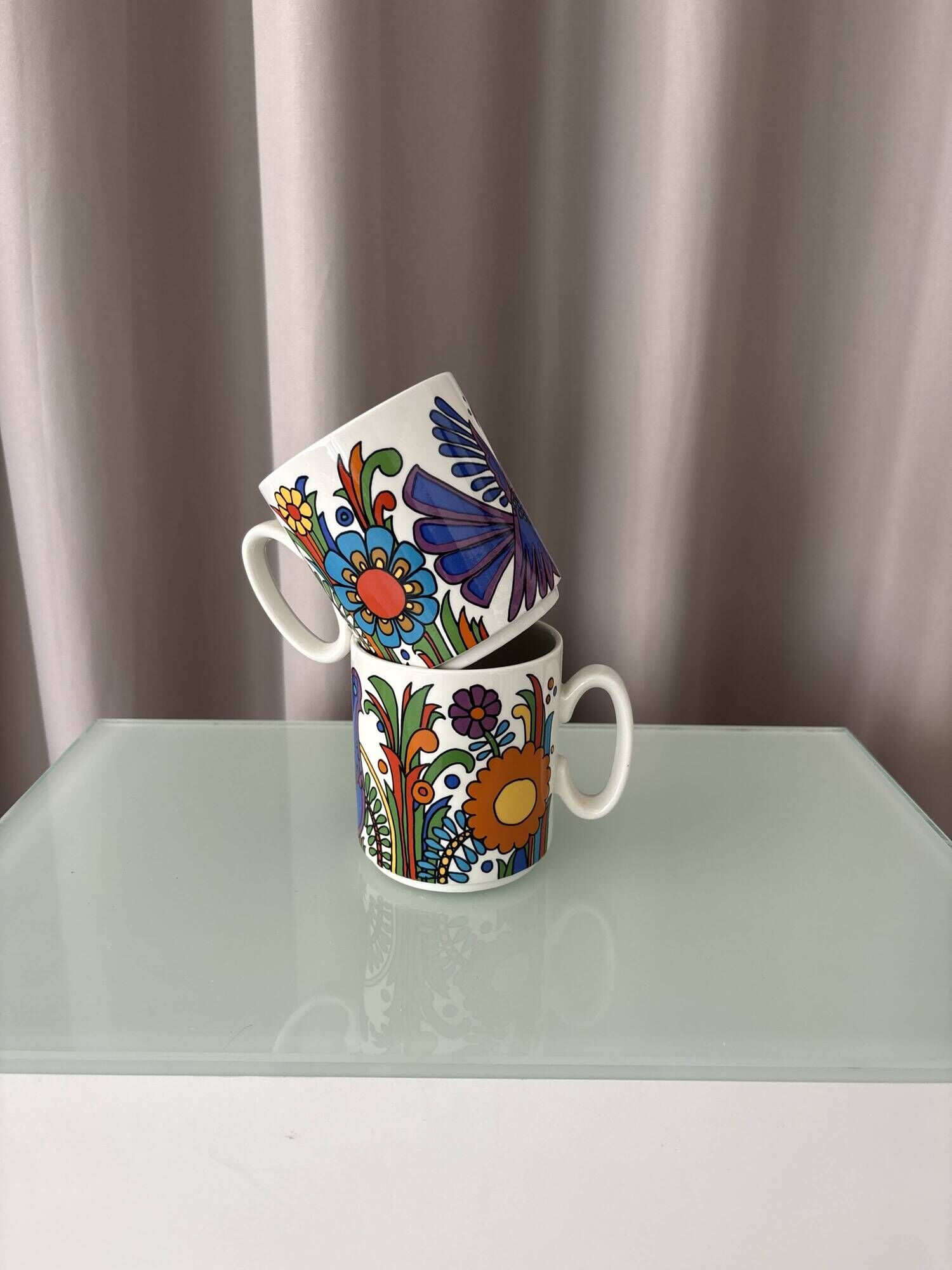 Pair of Villeroy & Boch Acapulco Mugs | 1970s Floral Design