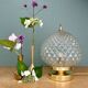 Lampe à poser globe vintage en verre moulé pointes de diamant