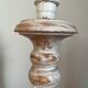 Wooden baluster lamp base with white cherry patina