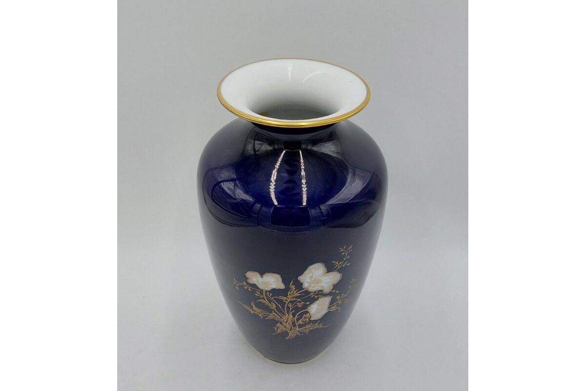 Porcelain cobalt vase, hutschenreuther hohenberg, germany, 1960s