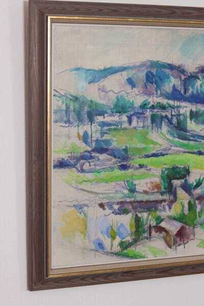 Original Swedish oil on canvas – “Landscape” by Sture Ekengren – vintage & framed – 63 × 74 cm