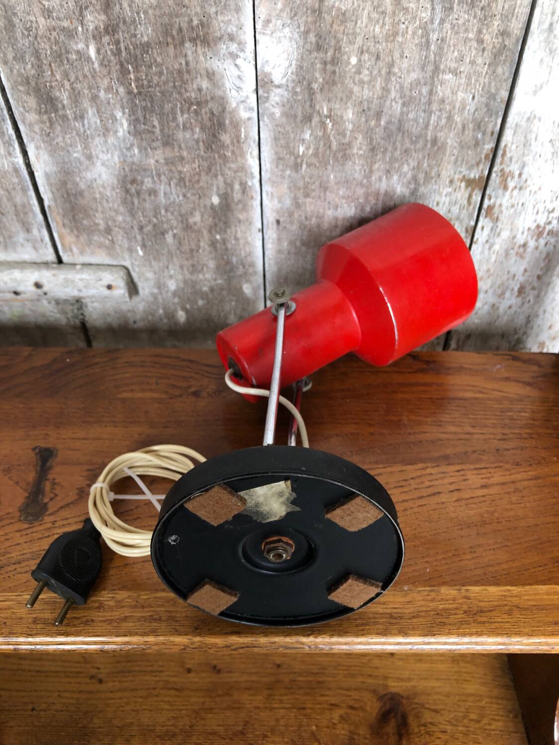 Old Articulated Lamp 70's Metal Red Black & Chrome Vintage