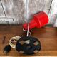 Old Articulated Lamp 70's Metal Red Black & Chrome Vintage