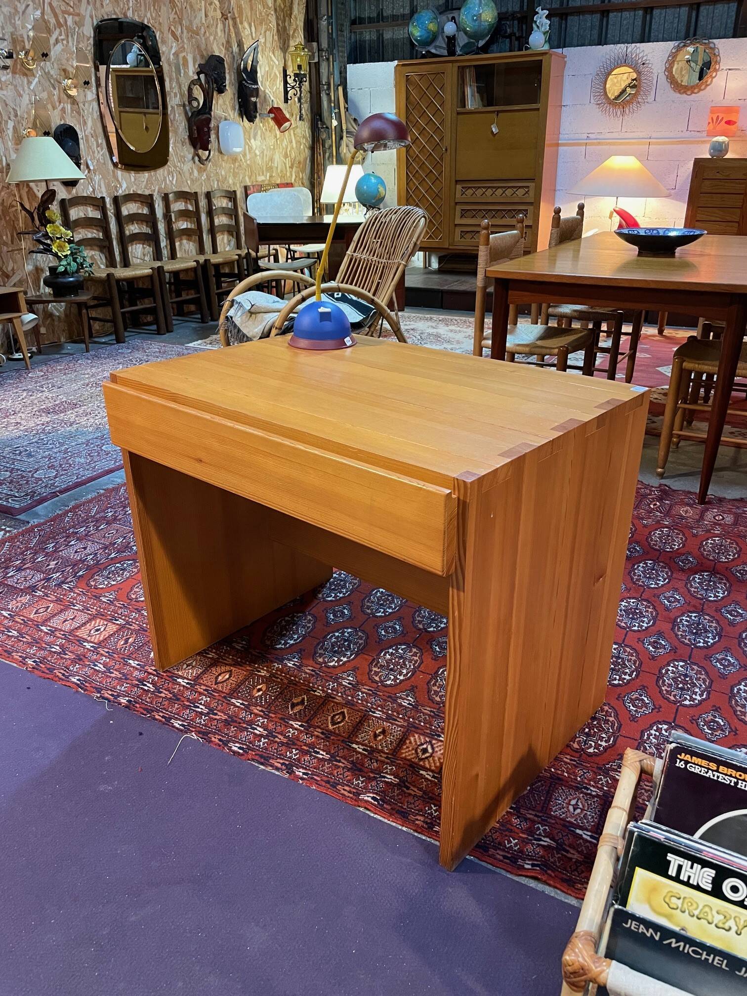 Vintage pine desk by Roland Haeusler for Maison Regain