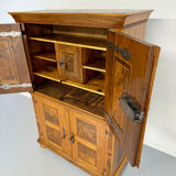 Antique 19th century Biedermeier art deco chest of drawers in walnut with wrought iron locks