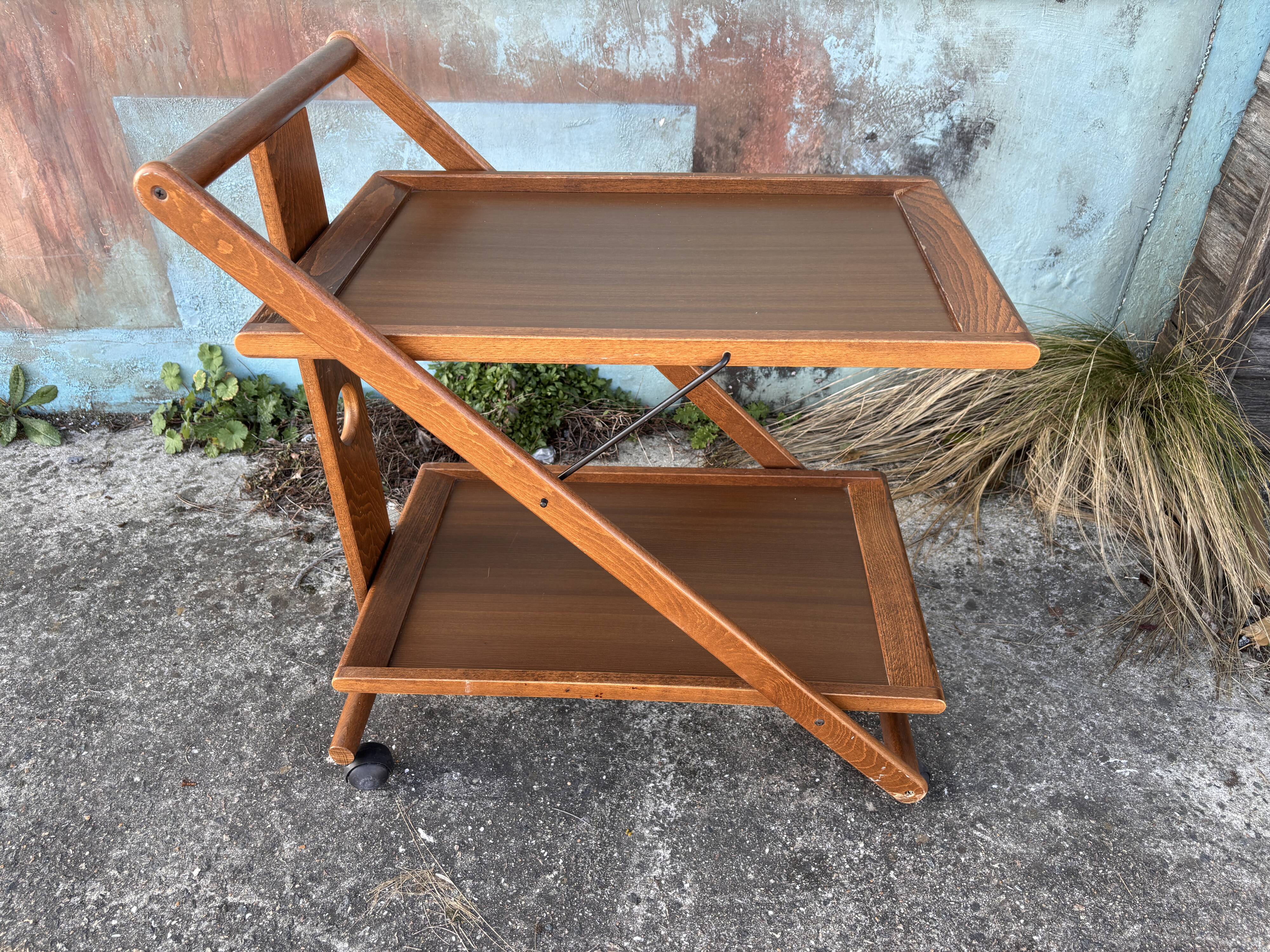 Folding rolling dessert trolley service table