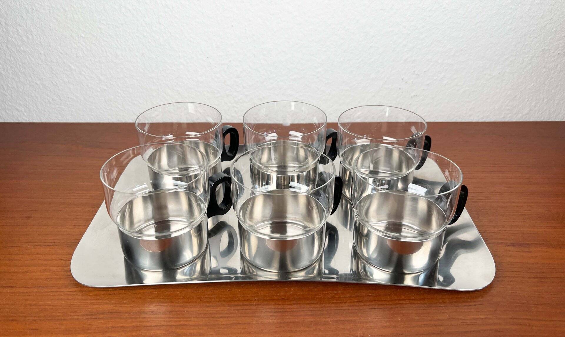 Ensemble de verres à thé et plateau allemands du milieu du siècle moderne de WMF, années 1960, lot de 7