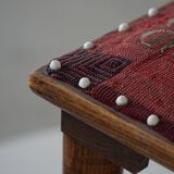 Almue Scandinavian Stool in Wood and Fabric, Late 19th Century