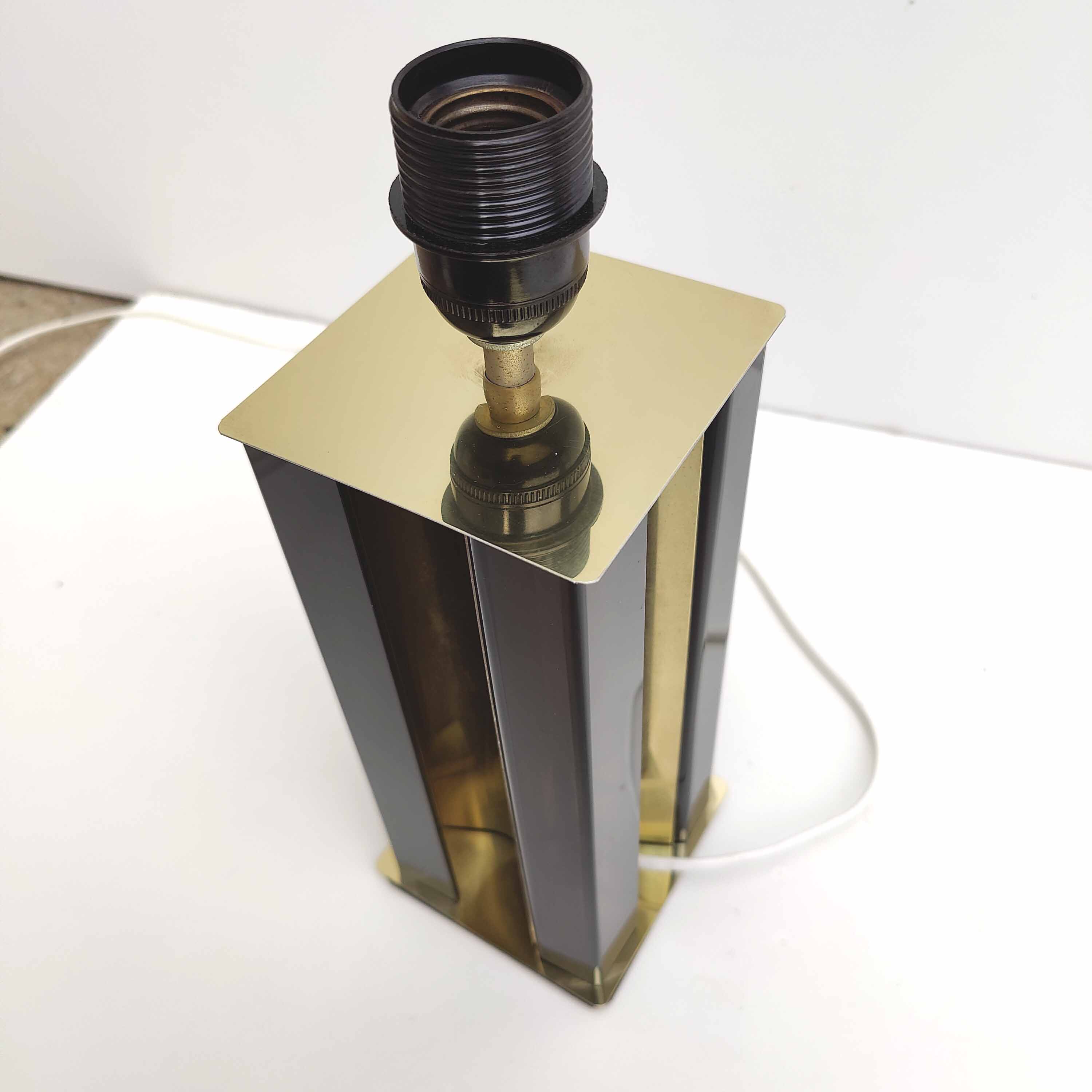 Plexiglas lamp and gold metal 70s