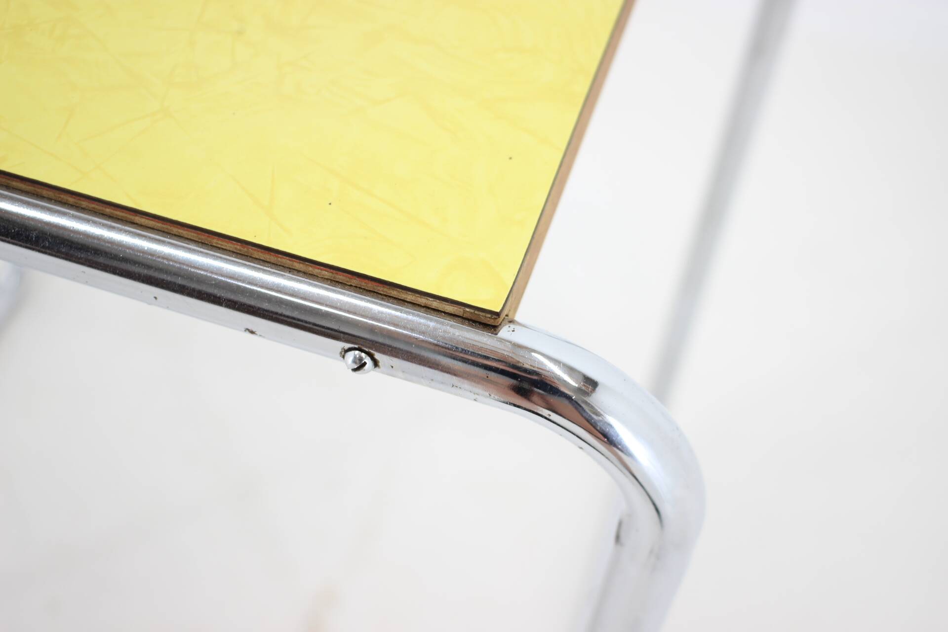 1960s tubular chrome plated side table, czechoslovakia