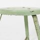 Industrial green painted stool with steel base and wooden top, France 1930s
