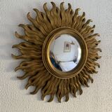 Miroir vintage 1960 soleil oeil de sorcière or bombé - 48 cm