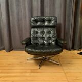Leather swivel armchair, Denmark, 1960s