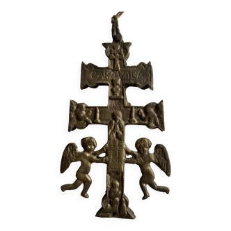 Croix reliquaire de Caravaca en bronze, XVIIIeme