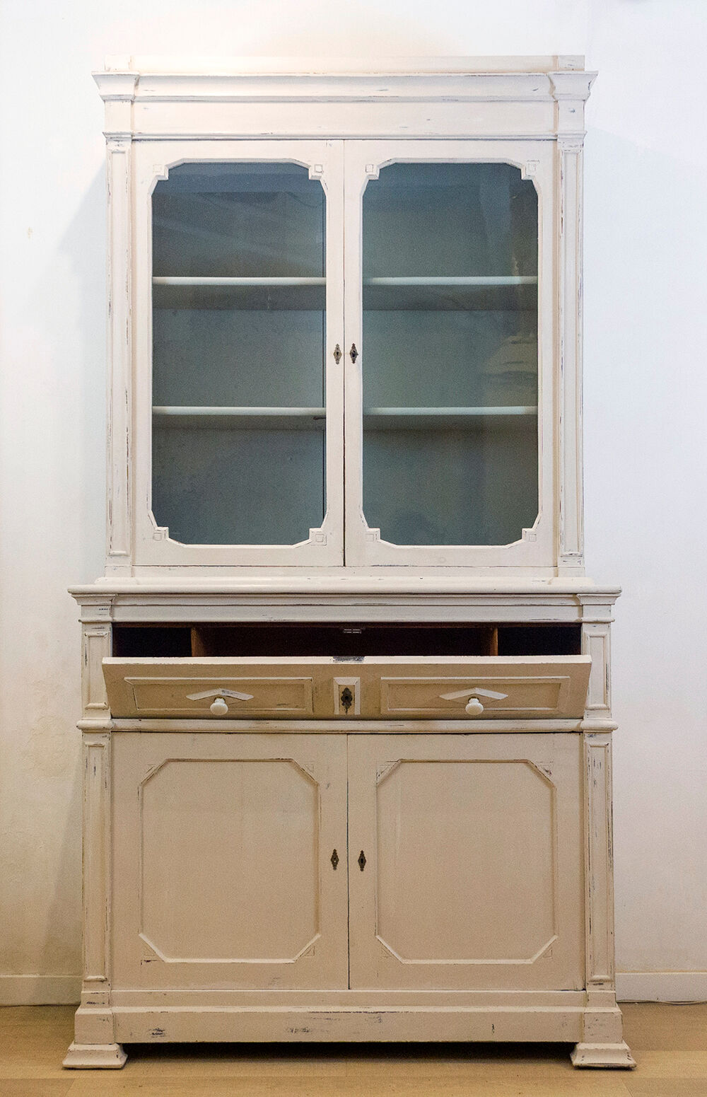Antique Walnut Cupboard With Showcase, Spain, Late 19th Century