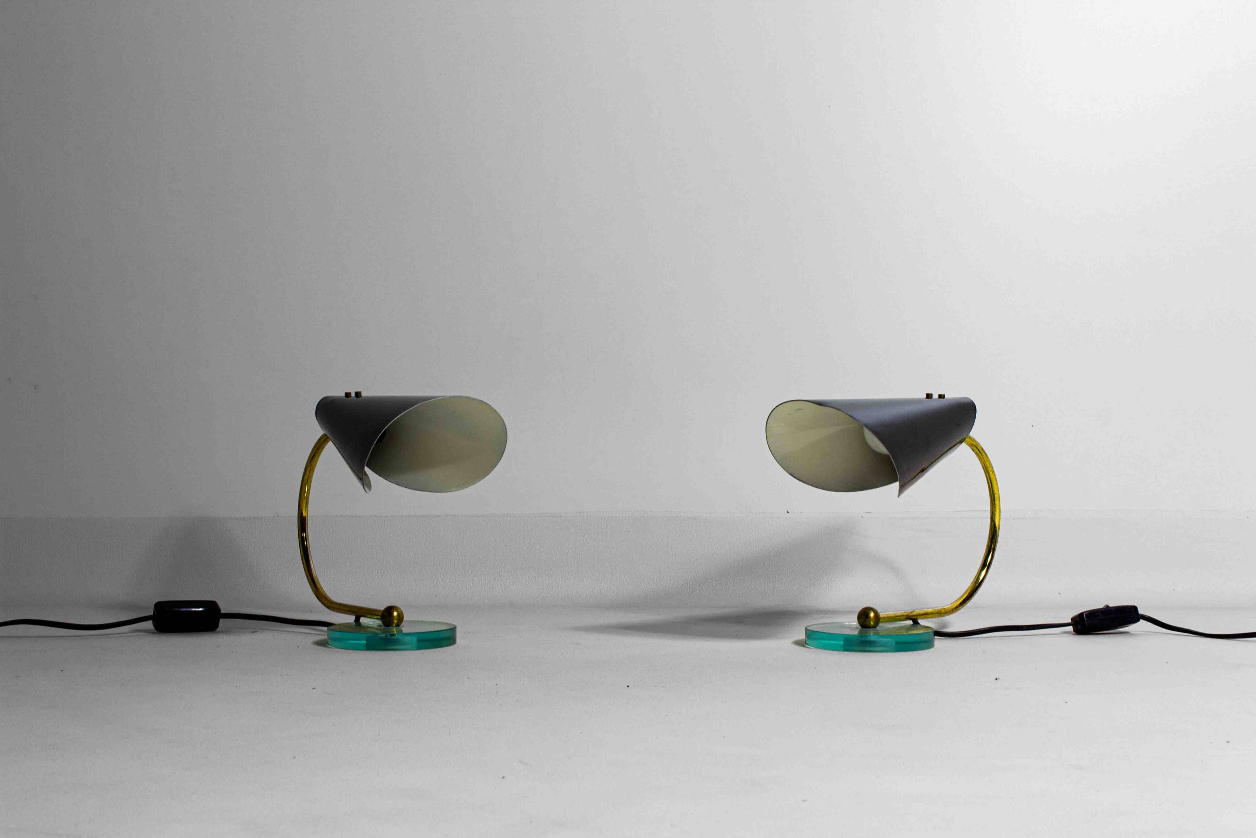Stylish pair of Italian table lights, 1960s