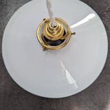 Ancienne suspension baladeuse en opaline blanche Art déco 1930 Ø 24.7 cm