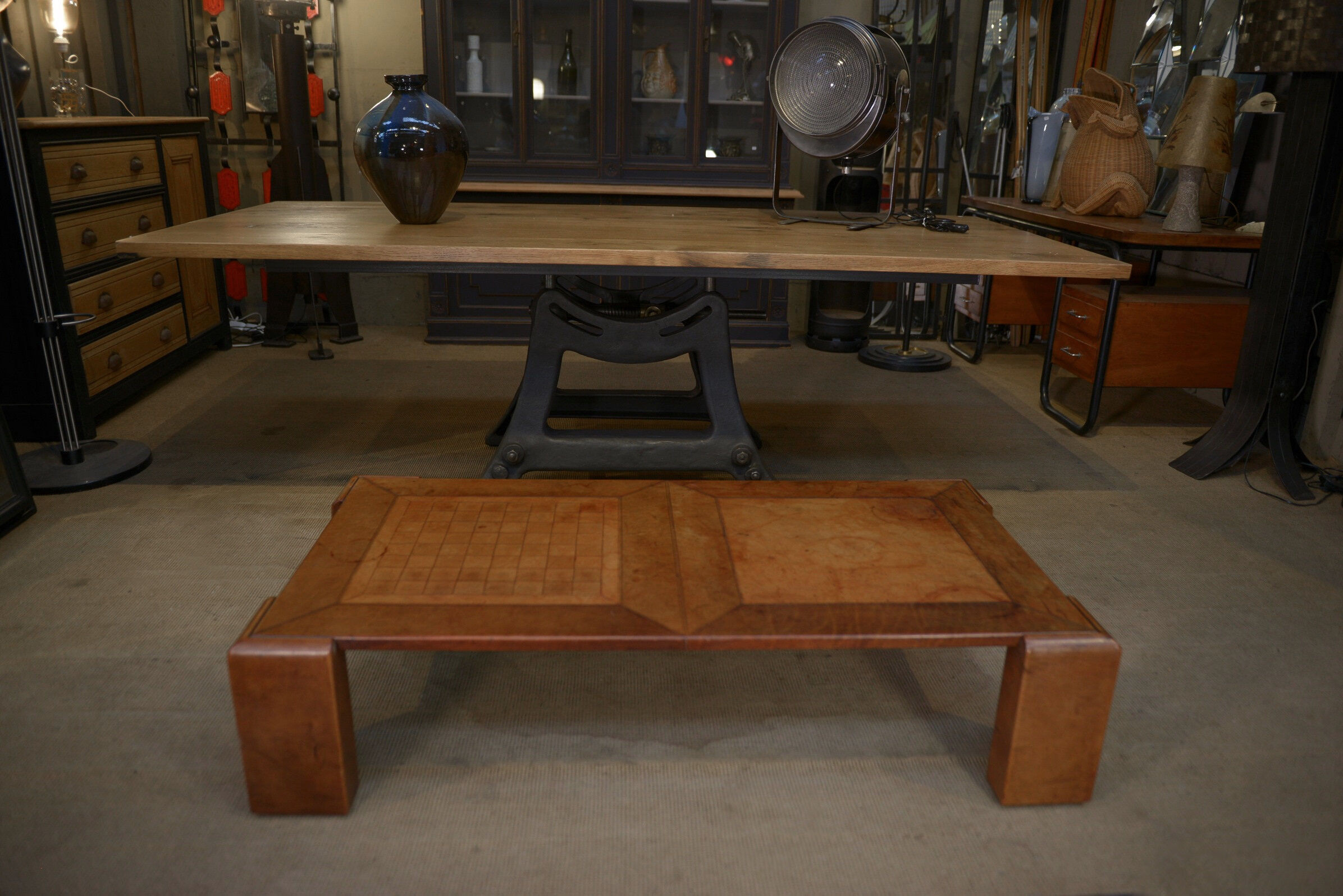Leather coffee table 1970 " checkers "
