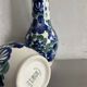 Lot of large Polish ceramic vases with hand-painted blue floral decoration