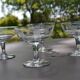 4 original antique champagne glasses in Belgian engraved glass