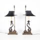 Paire de lampes « cygnes » en laiton