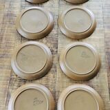8 flat plates sandstone Sarreguemines collection art workshop 70s