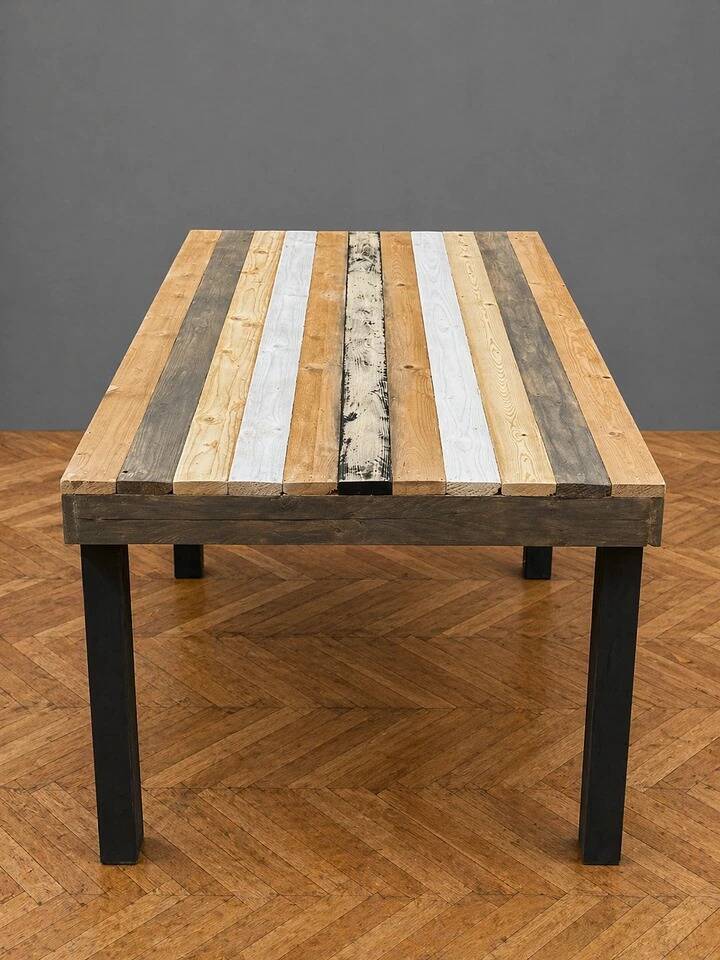industrial style dining table, handcrafted creation