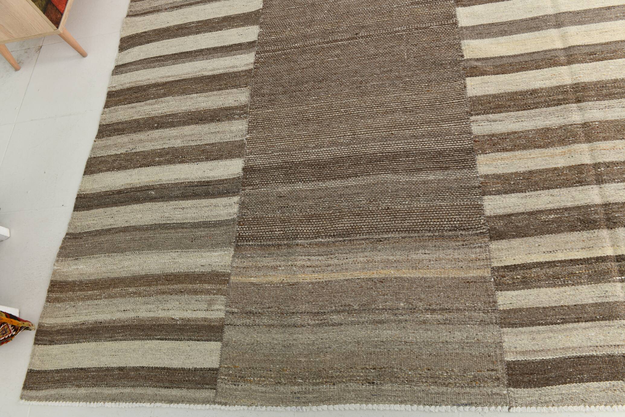 Beige Brown Oversize Vintage Kilim Rug, 322x388Cm