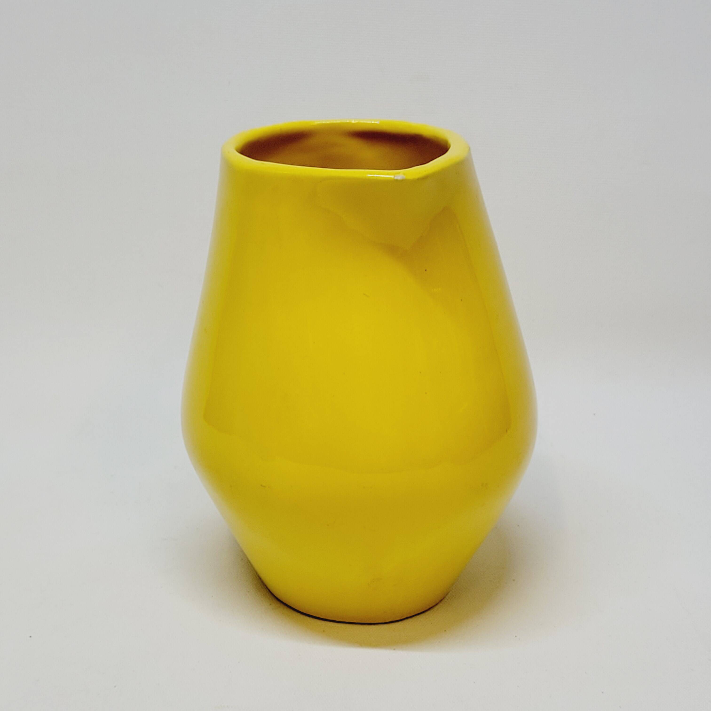 Vintage Bresse PL Poet Laval Yellow Ceramic Pitcher