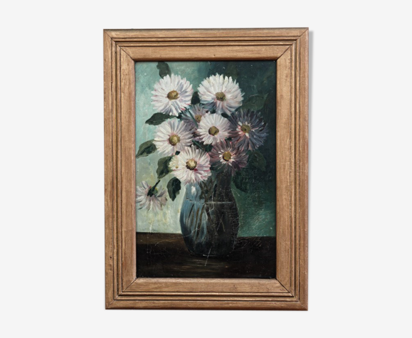 Oil on panel - Bouquet of flowers