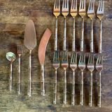 16 Bamboo nickel bronze dessert cutlery