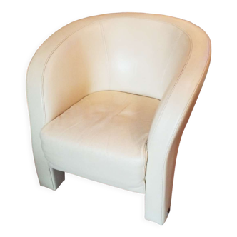Quality ivory leather armchair