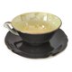 Large black, yellow iridescent and white Art Deco Saint-Amand cup.