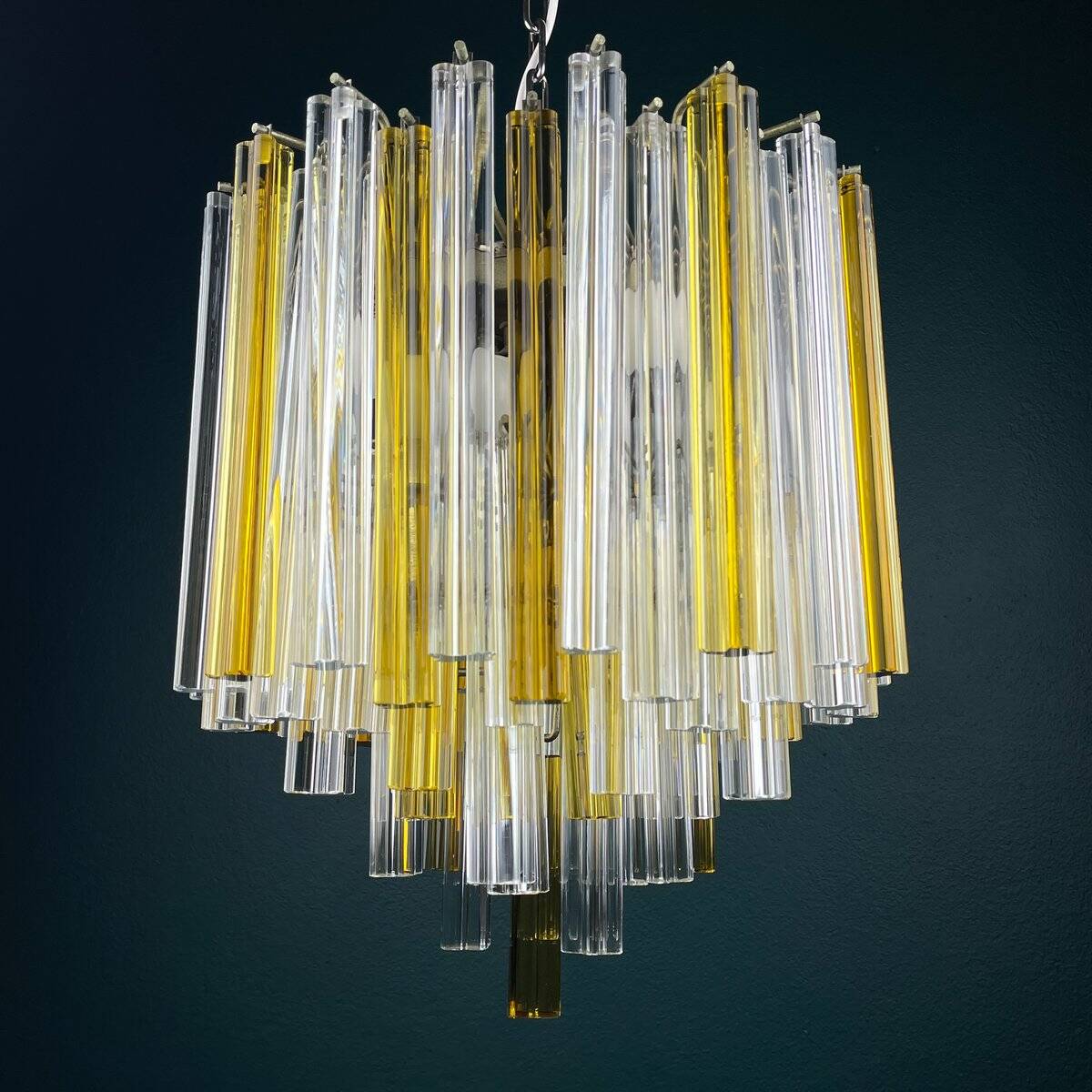 Crystal prism chandelier in Murano glass by Venini, 1970s.