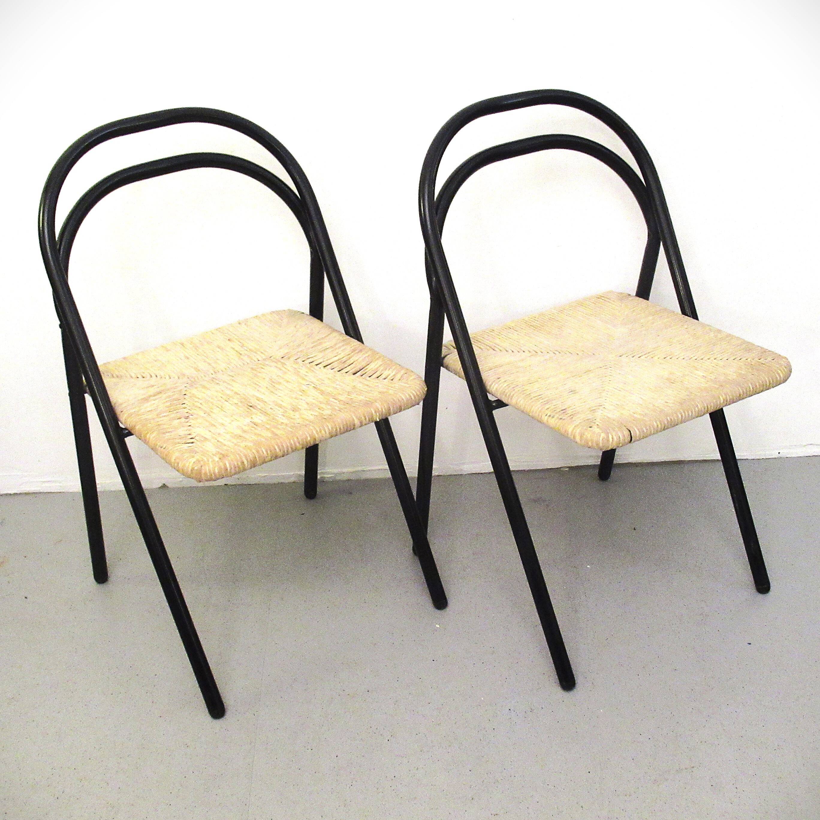 Four straw chairs from the 70s