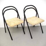 Four straw chairs from the 70s