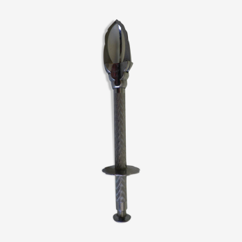 Old sugar clamp, silver metal handle, silver metal clamp - 60s
