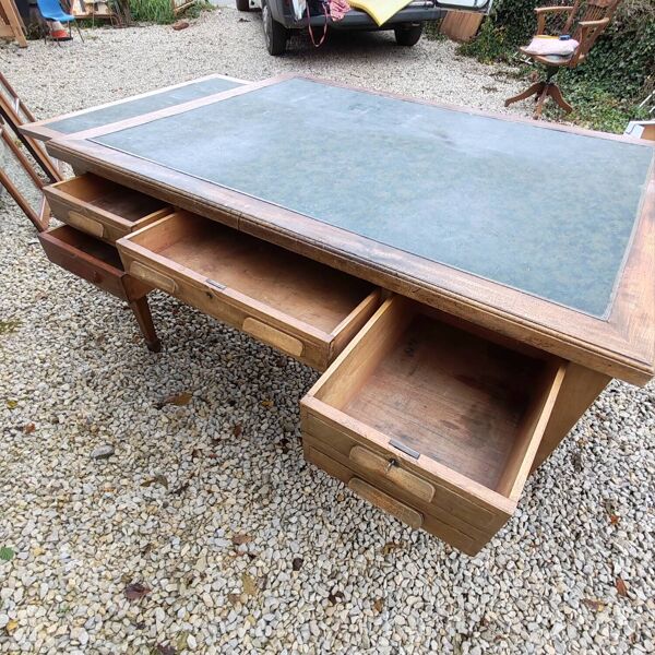 Bureau vintage double face en acajou