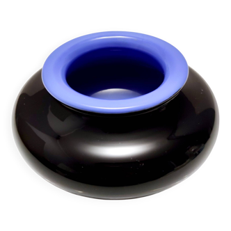 Vase en verre irisé noir et bleu azur, Italie