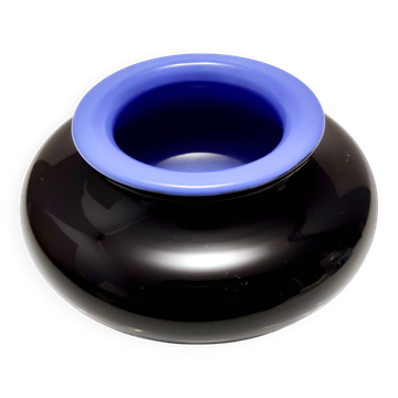 Iridescent Black and Azure Cased Glass Vase, Italy