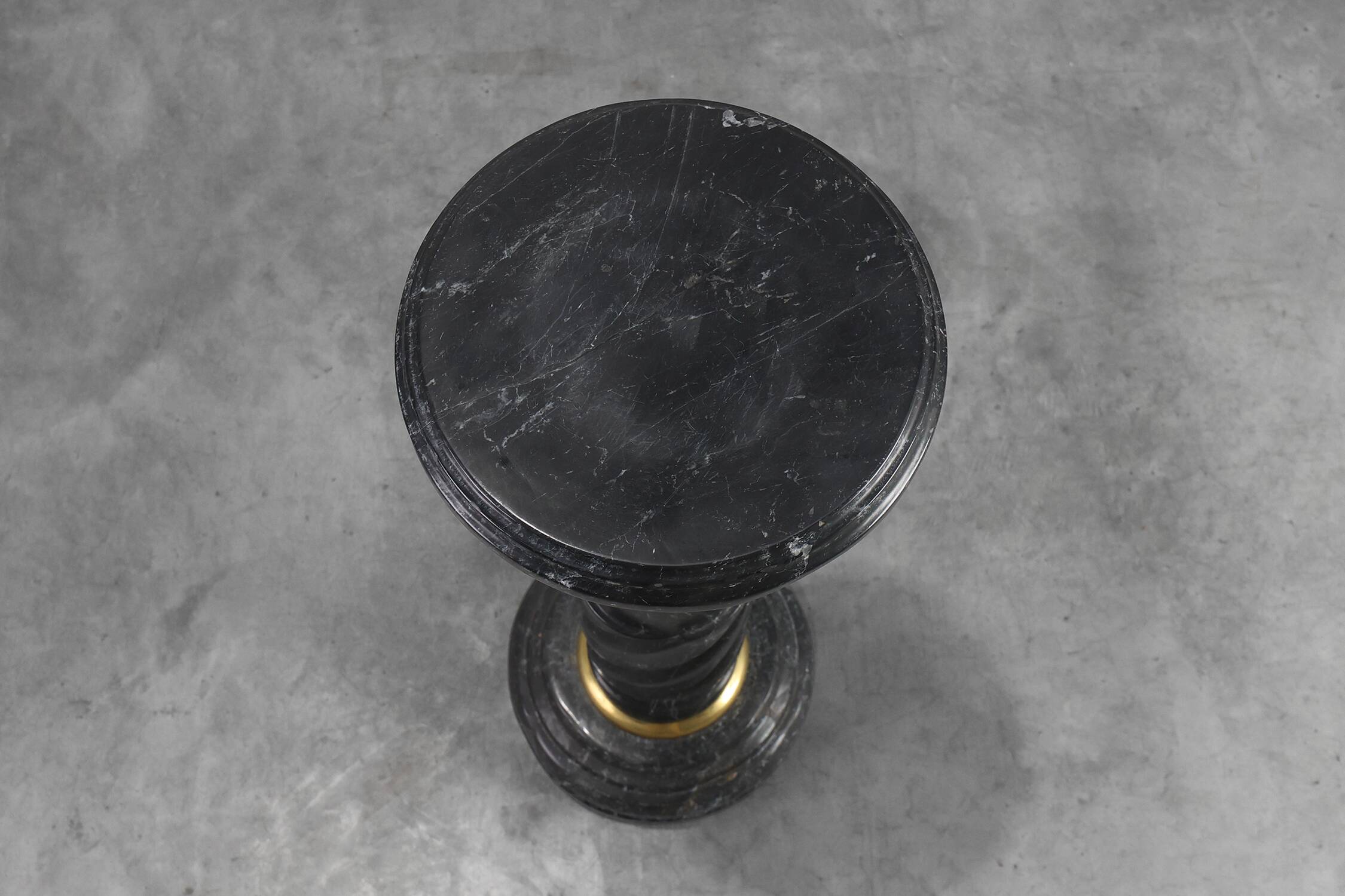 Antique Black Belgian Marble Column, France ca. 1900