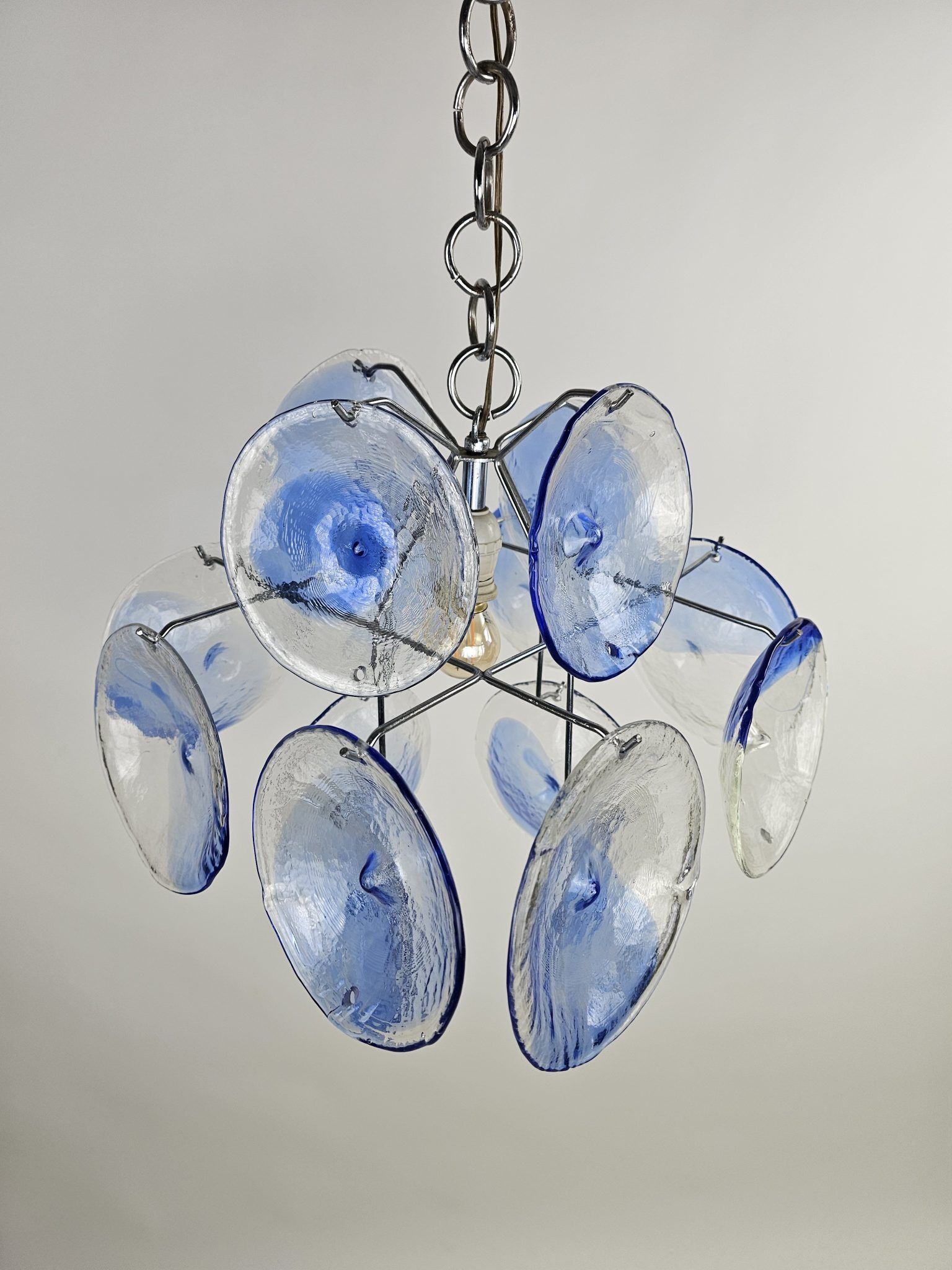 Lampe suspendue Disc bleue transparente Italie