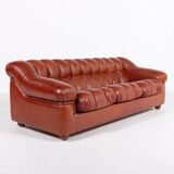 Sculptural Italian Modern three seat leather sofa, 1970’s