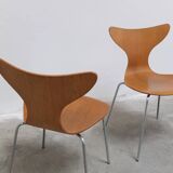 1st edition set of 4 'Lily' chairs in oak by Arne Jacobsen for Fritz Hansen, 1969