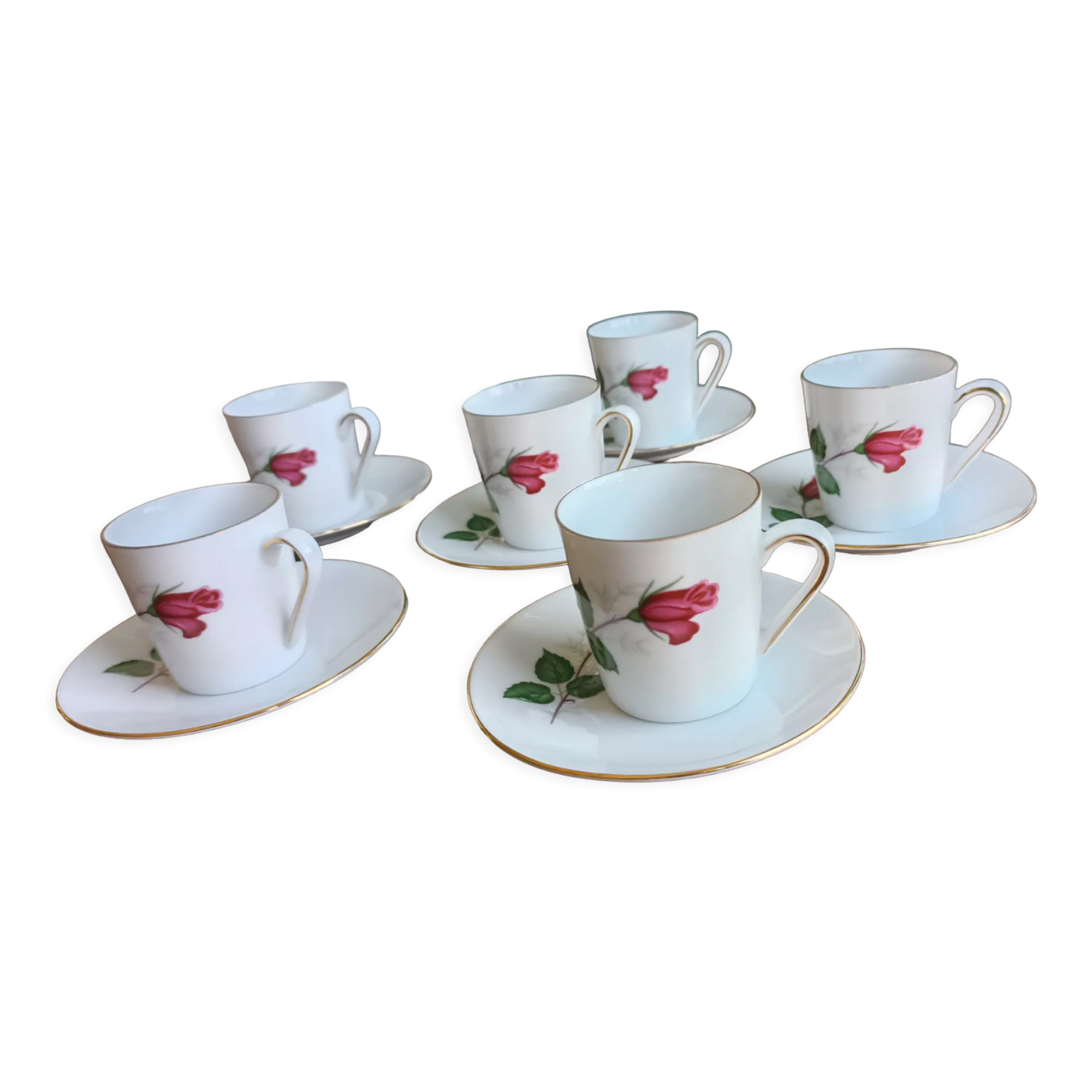 6 espresso cups in Bavarian porcelain Winterling Marktleuthen