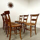 Lot de 6 chaises de ferme rustique début XX eme en bois / bistrot