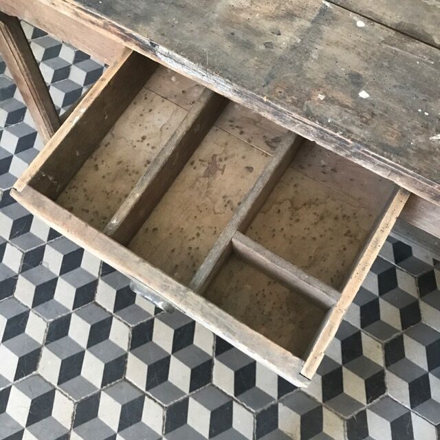 Old wooden farm table