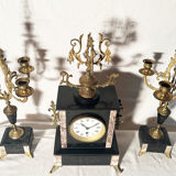 NAPOLEON III CLOCK + CANDLESTICKS