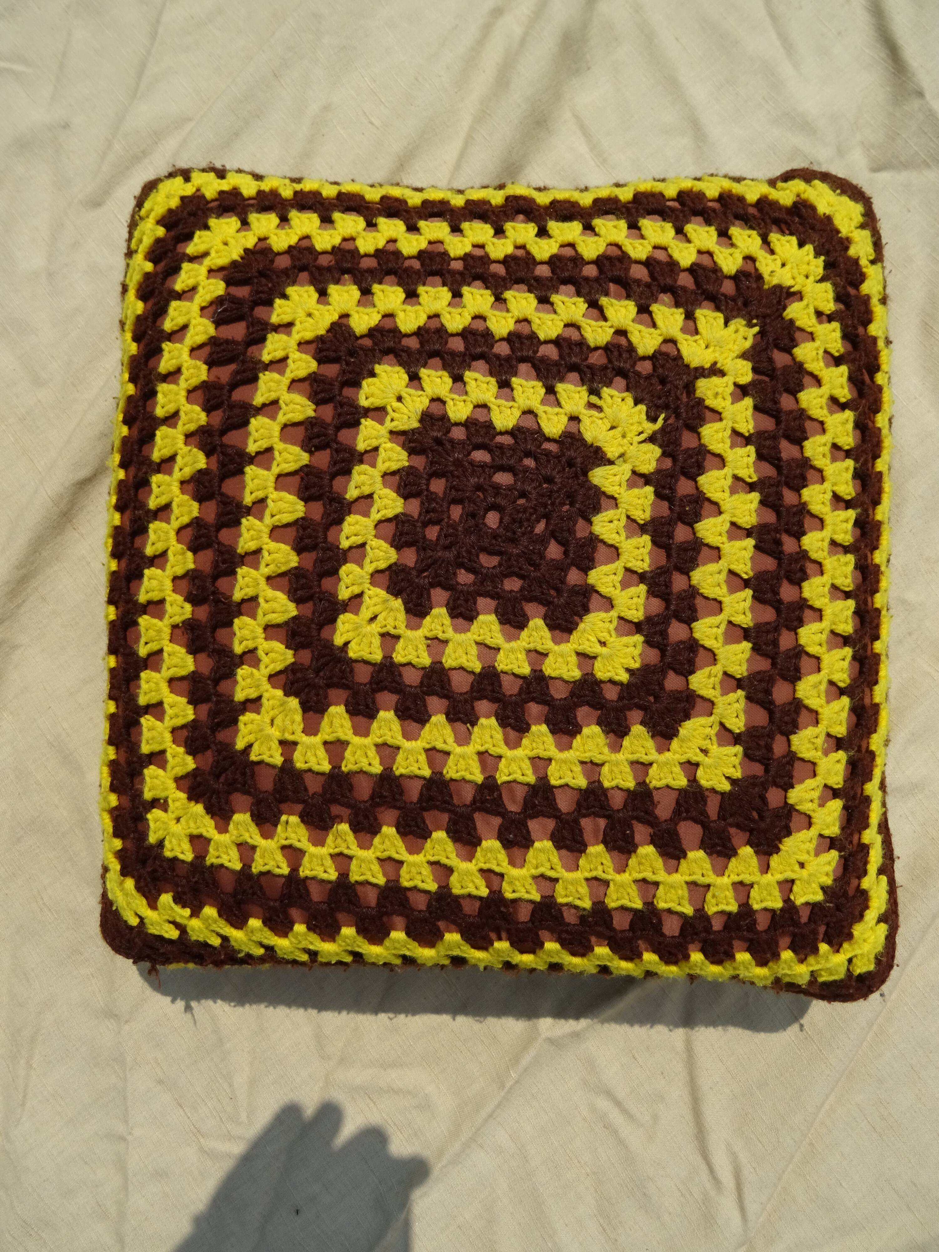Vintage wool cushion crochet year 60